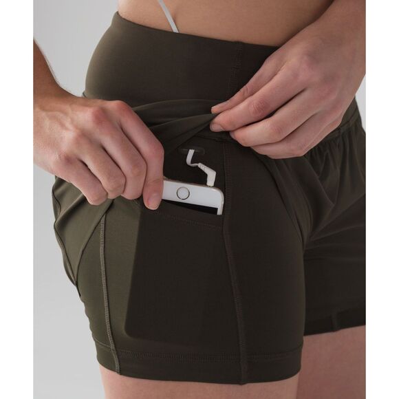 Lululemon Womens Size 4 Squad Goals 3.5" Lined Running Shorts Dark Olive Green - Picture 8 of 14